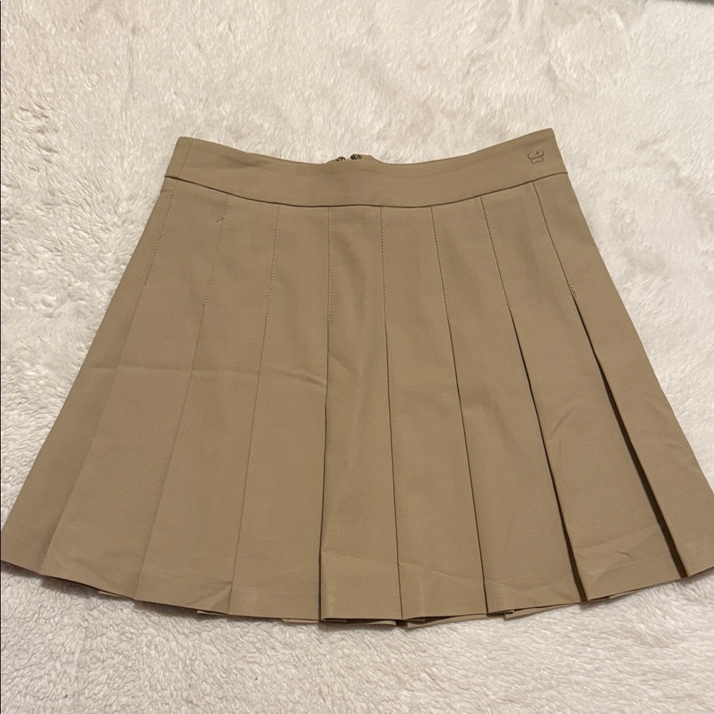 Aritzia Beige Pleated Mini Skirt